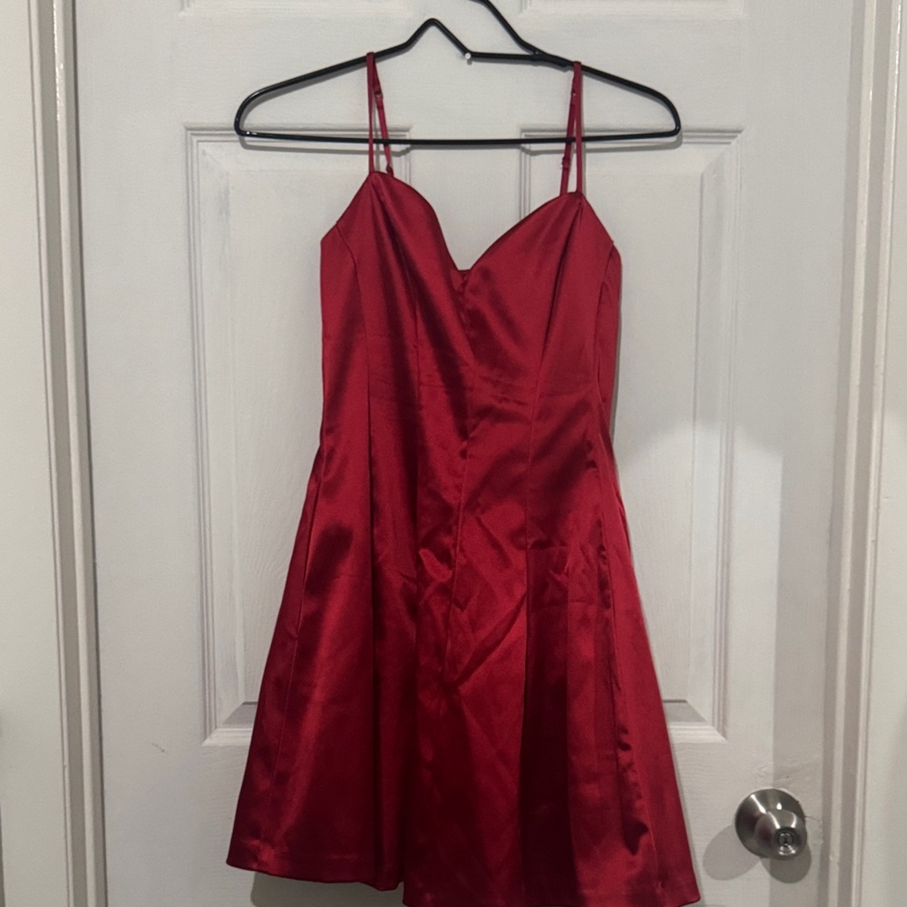 Bebe Vibrant Red Satin Dress